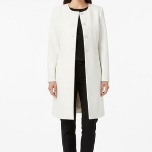 Calvin Klein White Faux Leather Trench Coat Size 8 NWT